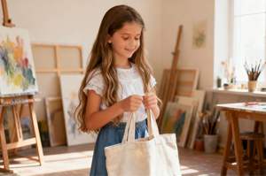 Sac fourre-tout en toile premium avec poignée en coton, broderie personnalisée, trousse de maquillage réutilisable et logo personnalisé pour sublimation - Product Image 3