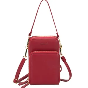 Mode Pu Lederen Sling Schouder Handtassen Kleine Portemonnee Handtas Mobiele Telefoon Crossbody Tas Voor Vrouwen