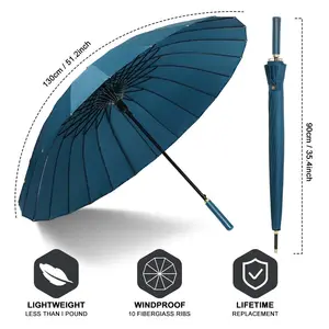 Padrão de cor personalizado Creative Doublecanopy novo estilo chinês semi Automático Oversize Golf stick Umbrella Com alça de plástico