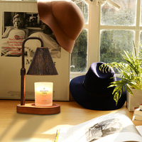 Lampe chauffe-bougie électrique avec minuterie et variateur d'intensité pour pots de cire parfumée