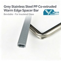 Barre d'isolation Warm Edge 9A en acier inoxydable, co-extrudée PP, grise, flexible, pour porte vitrée de réfrigérateur/congélateur IGU