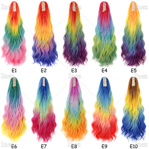 Extensiones de cabello de cola de caballo con garra de mandíbula rizada de desorden grueso Clip de cola de caballo colorido en postizo de 24 pulgadas - Product Image 6
