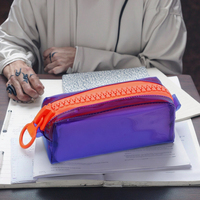 Trousse à crayons imperméable en PVC réutilisable avec grande fermeture éclair, élégante et simple, pour étudiants, pour organiser les fournitures scolaires