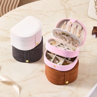 Boîte à bijoux mini en cuir PU, organiseur de voyage portable, style Ins, multi-couches avec fermeture éclair, compartiments doublés de velours