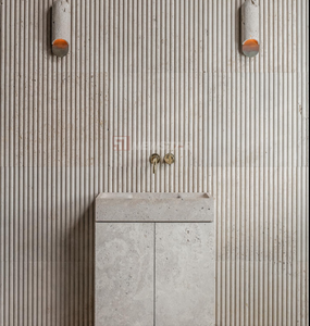 Gabinetes de baño y tocadores de <span class=keywords><strong>estilo</strong></span> retro-<span class=keywords><strong>industrial</strong></span>, tocador de mármol natural de travertino, <span class=keywords><strong>lavabo</strong></span> de lavandería - Product Image 3