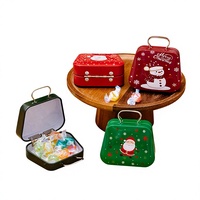 Boîte à bonbons de Noël en métal, mini sac à main, étui de rangement en métal, boîte cadeau de Noël Père Noël Bonhomme de neige, style valise