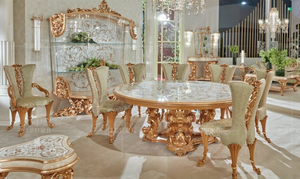 Bộ bàn ăn cổ điển bán chạy, <span class=keywords><strong>6</strong></span> chỗ ngồi, bàn ăn kiểu Pháp và ghế, đồ nội thất bán buôn - Product Image 6