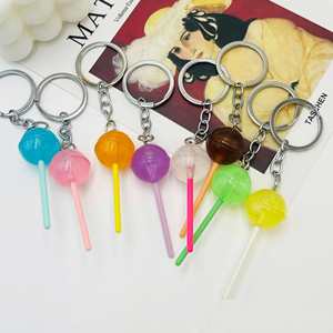 Mini porte-clés en résine 3D colorée en forme de sucette, joli porte-clés alimentaire simulé pour hommes et femmes, pendentifs de sac à main, cadeau - Product Image 2