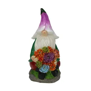 Personalizado Elf gnome jardim estátua anão estatueta jardim homenzinho com luz solar decoração ao ar livre ornamento de Halloween