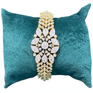 Classy Gold Plated <b>Crystal</b> Fashion <b>Bracelet</b> Marquise Cut Flower Design Women's Wedding Party Jewelry Classic Style - Product Image 2