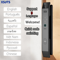 Serrure de porte intelligente XDDTS DF14XF avec déverrouillage par reconnaissance faciale, compatible avec l'application Tuya/Wishome WiFi, système d'alarme antivol domestique, installation facile