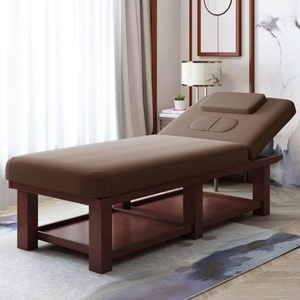 Lit de beauté en bois massif de luxe Wss 2025, nouveau, sobre, avec trous pour la moxibustion, lit de massage corporel, lit de Tuina réglable - Product Image 3