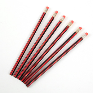 HB crayon Style classique rouge peinture croquis hexagone en bois 2B crayon avec tête de gomme pour fournitures scolaires de bureau - Product Image 2