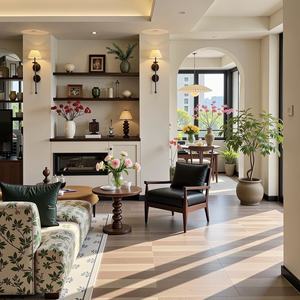 आधुनिक लकड़ी के लिविंग रूम फर्नीचर सेट, जिसमें डाइनिंग टेबल साइडबोर्ड सोफे शामिल हैं - Product Image 2