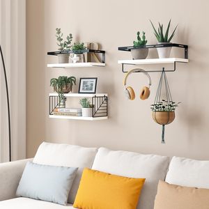 Étagères murales flottantes en <span class=keywords><strong>bois</strong></span> avec cadre métallique <span class=keywords><strong>et</strong></span> barre porte-serviettes pour rangement d'épices, <span class=keywords><strong>grande</strong></span> capacité, robustes, pour salle de bain <span class=keywords><strong>et</strong></span> cuisine - Product Image 6