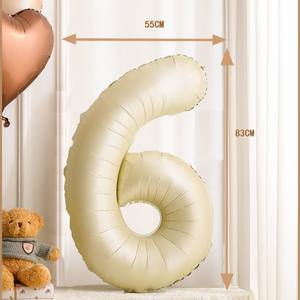 Calcomanía de dígitos de Color crema de 42 pulgadas, globo de cumpleaños estereoscópico 3D, configuración de escena de fiesta inflable para numeración - Product Image 6