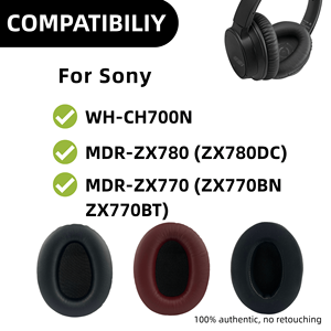 Coussinets d'oreille de remplacement CORBORS (suppression du bruit en cuir protéiné) pour casque <span class=keywords><strong>WH</strong></span>-<span class=keywords><strong>CH700N</strong></span>/ZX780/ZX770 - Product Image 2