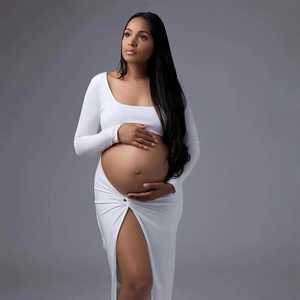 chinese dress ladies VSNOW Maternity Elegant Fitted Maternity Gown Long Sleeve Slim Fit Maxi  Photography Dress for Photoshoot Pregnant Dress Aqua Blue at Amazon Women's  Clothing store main image 1