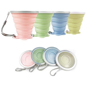 Bouteille d'eau pliable télescopique en silicone avec paille et couvercle, style dessin animé, portable, pour voyage en extérieur, tasse pour enfants - Product Image 1