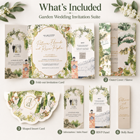 Suite d'invitations de mariage personnalisées, carte pliante botanique aquarelle, dorure à chaud, ensemble d'enveloppes RSVP, vente en gros OEM