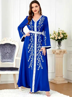 Nouvelle robe Abaya de style moyen-oriental, brodée de perles arabes et de sequins, avec broderie dorée, longueur cheville, pour le Ramadan