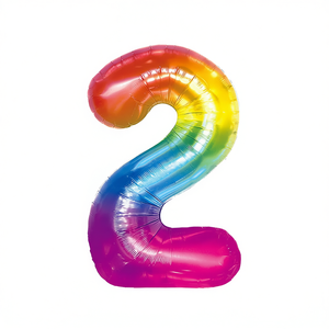 Party Love Metallic Foil <b>Balloon</b> Number <b>2</b> Multicolor 80cm Birthday Party Decor Kids - Product Image 2