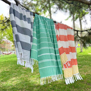 Özel Logo kum ücretsiz pamuk türk püskül çizgili plaj havlusu <span class=keywords><strong>Set</strong></span> özel çanta ile kompakt - Product Image 6