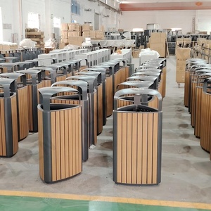 Thương Mại Thùng Rác Tam Giác Kim Loại Thùng Rác Bin Nhựa Bền Gỗ Ít Bin Ngoài Trời Chất Thải Thùng - Product Image 3