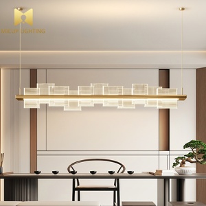 Lampadario LED Postmoderno Creativo in Acciaio Inox per Tavolo da Pranzo Lungo, Lampada a Sospensione Minimalista Moderna Nordica - Product Image 1