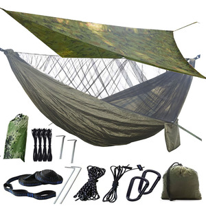 Hamac de camping en nylon avec moustiquaire portable 1 personne de moins de 10 pieds pour la randonnée en plein air et le voyage - Product Image 3
