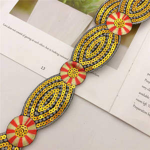 Pita Renda Payet Baru Bordir Bunga Afrika, Pita Hiasan untuk Disetrika pada Kain, DIY Pakaian, 10 Warna, Lebar 5cm - Product Image 4