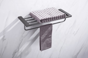 Single Bathroom Accessories Towel Bar <strong>Black</strong> Chrome and Stainless Steel <strong>Bath</strong> Towel <strong>Rack</strong> - Product Image 5