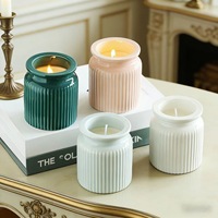 Pot à bougie aromatique rond en céramique fait main de style nordique, 230 ml, décoratif pour la maison, couleur personnalisable, vide