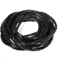 TYO Protector de Cables en Espiral de PE Negro de 6mm, Delgado, Flexible, Mini Funda para Cables de Laptop, Bicicleta Eléctrica, Cableado Automotriz 220V, 10M/Rollo