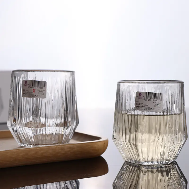 Moederdag Geschenken Creatieve Ruit Zeshoekig Kristalhelder Glas Theekopjes Water Drinkglas Gehamerd Patroon Beker