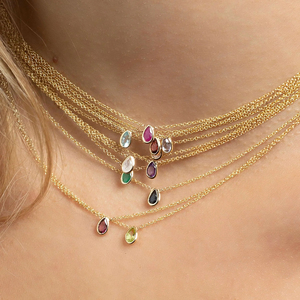 <span class=keywords><strong>Collana</strong></span> con Pendente in Argento Sterling 925 Placcato Oro 18k, con <span class=keywords><strong>Rubino</strong></span>, Smeraldo, Zaffiro o Zirconia Cubica Taglio Pera Personalizzabile - Product Image 1