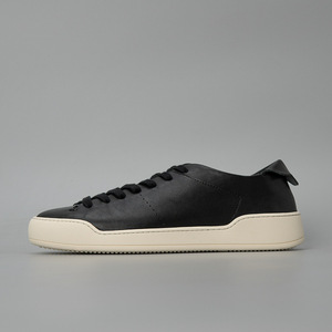 Soft-soled top-grain cowhide men's <b>shoes</b> Fashionable versatile design sense of craftsmanship handmade <b>white</b> board <b>shoes</b> - Product Image 1