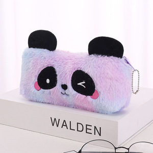 Leuke Cartoon Panda Pluche Potloodetui Kleurverloop Grote Capaciteit Penetui Zachte Briefpapier Organizer voor Kinderen Studenten - Product Image 2