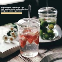 Groothandel Aanpassing Ecologisch Voedselveilig Hoog-borosilicaat Handgeblazen Herbruikbaar Vaatwasser- en Magnetronbestendig 450ml Glazen Bekers