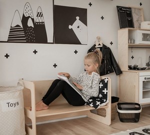 Lm trẻ em bằng gỗ Montessori phòng ngủ Sofa ghế đồ nội thất trẻ em ghế đọc sách với chân Phân trẻ em ghế và bảng - Product Image 4