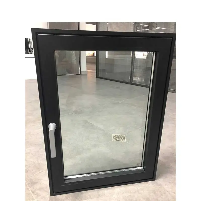 Conception de fenêtre de maison à cadre étroit minimal isolation thermique anti-déformation fenêtre et porte en aluminium noir