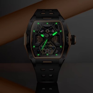 BG5501 German <b>Watch</b> Men's Automatic <b>Mechanical</b> Skeleton Water-Resistant Luminous Tonneau-Shaped Curved Sapphire Crystal - Product Image 4
