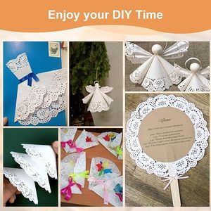 Paquete de 150 Manteles Individuales de Papel de Encaje Blanco <span class=keywords><strong>para</strong></span> Comida, Manualidades, Baby Showers, Fiestas, Bodas, Cumpleaños, Decoración de Mesa - Product Image 3