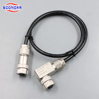 Harnais de câblage personnalisé SCONDAR M12 A-Code 8 broches, femelle droite vers 90° °   Câble femelle à angle droit UL2464 28AWG 4P câblé