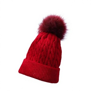 Unisex Knitted Beanie <b>Hat</b> with <b>Pom</b>-<b>Pom</b> Solid Color Winter Warm Casual Adult 56-58CM - Product Image 6
