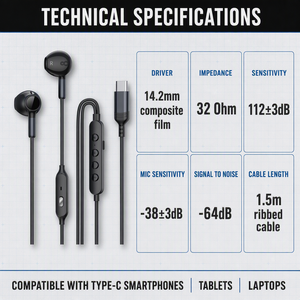 In Ear Type-C Gaming Headphone with Volume Control 112dB Sensitivity Wired Earbuds for Live Streaming - Product Image 4