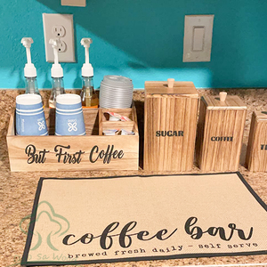 Organisateur d'accessoires de bar à café pour comptoir, en bois blanc, station d'organisation pour café, porte-tasses à café - Product Image 3