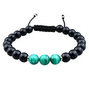 Nouveauté Bracelets de relation en agate noire et pierre naturelle avec perles personnalisées Bracelets pour hommes