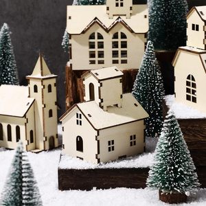 Juegos de Pueblo Navideño para Hacer uno Mismo con <span class=keywords><strong>Iglesia</strong></span> Rústica - Rompecabezas de Cabaña de Madera en 3D y Kit de Pintura y Ensamblaje para Decoración de Fiestas de Invierno - Product Image 6