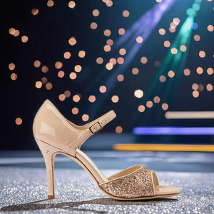 Nuove <span class=keywords><strong>Scarpe</strong></span> Professionali da Ballo Latino e Salsa per Donna in PU Kaki, Tacco 10cm, Suola in Vera Pelle Glitterata, Taglia US - Product Image 5